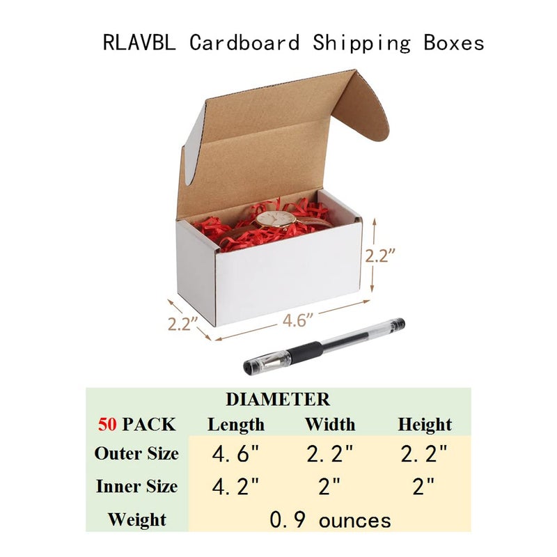 RLAVBL 50 Pack 4.6x2.2x2.2 Inches Small Shipping Boxes White Corrugated Cardboard Box for Small Business  Shipping  and Packing - Image 2